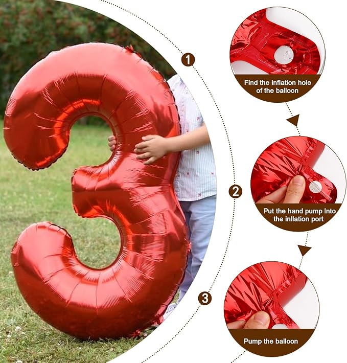 Number 7 Balloon, 6 7 Birthday Decorations 40 Inch 7 Balloons for Birthday Party, Red Number Balloons for 7, 17, 27 Game Competition Wedding Anniversaries Party