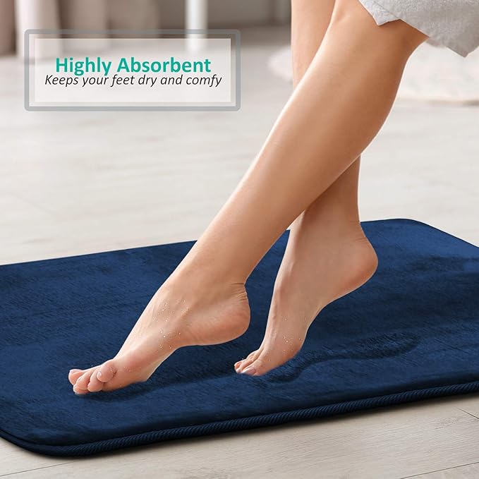 Clara Clark Bathroom Rugs, Velvet Memory Foam Bath Mat, Non-Slip Bath Rugs, Machine Wash, Dries Quickly, Ultra Soft Plush Bath Mats for Bathroom,