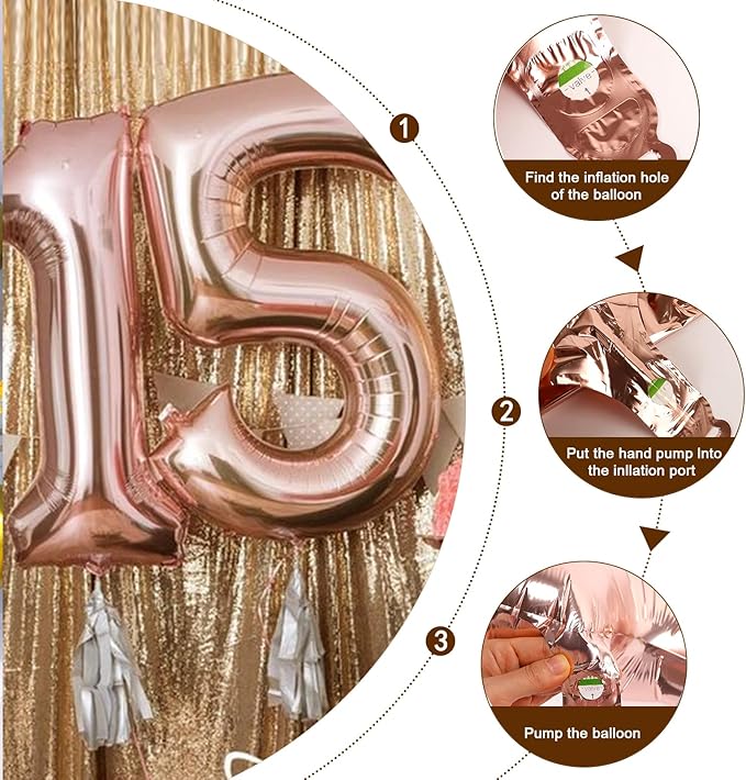 Rose Gold Number Balloon 6 Balloons, Happy Birthday Decoration for 6th, 40 Inch Six Number Balloons for 6, 16, 26, 60, 2026 Wedding Anniversaries Singles Party, 2026 New Years Eve Party
