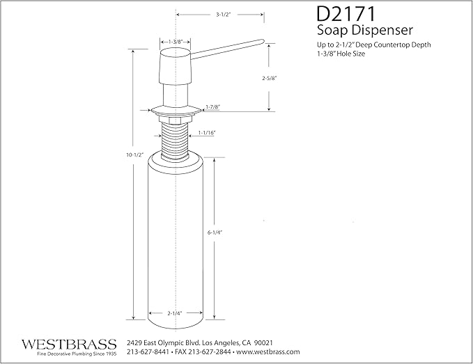 Westbrass Heavy Duty Kitchen Sink Soap/Lotion Dispenser, Oil Rubbed Bronze, D2171-12