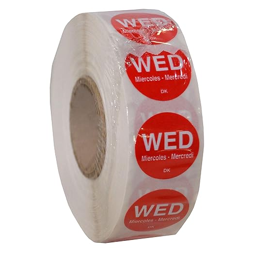 DayMark Day of The Week 1" x 1" Removable Label, WED (Roll of 1,000)