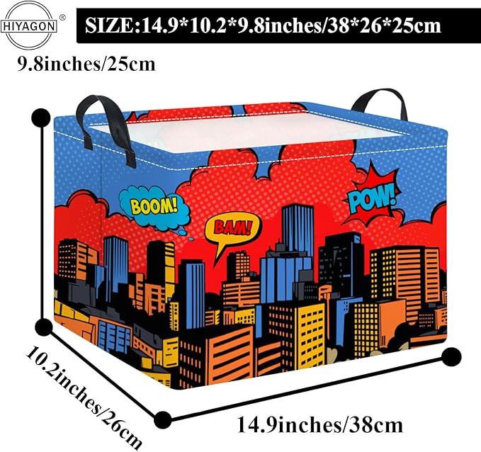 HIYAGON Rectangular Baby Girl Basket Kids Baby Storage Basket Toy Storage Bin Organizer Box Room Decor(City)