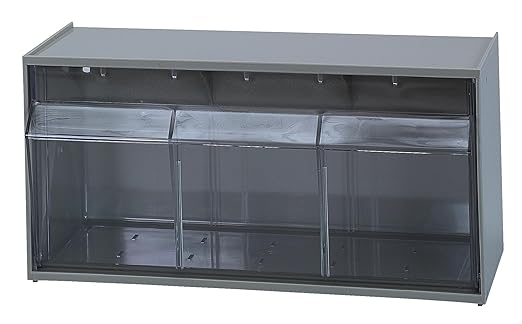 FSE 373-QTB410GY Dividable Tip Out Bin, (2) Compartment, 23-5/8"W x 5-1/4"D x 5-15/16"H, Handle with Label Slot, Opens to a 45° Angle
