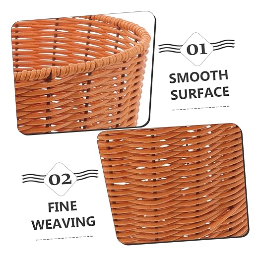 Woven Multi-Function Storage Basket Lightweight Imitation Rattan Trash Bin for Bedroom Kitchen Organizing Versatile Decorative Wastebasket for Various Uses
