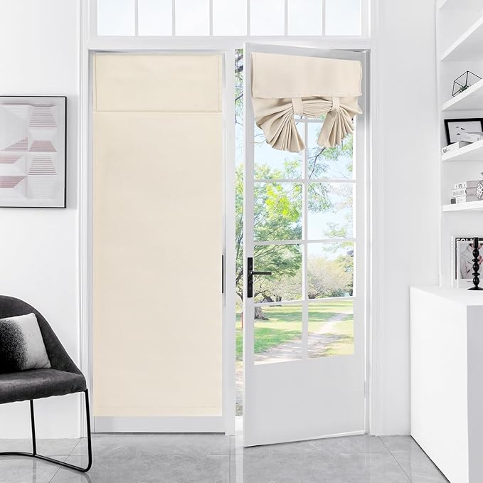 WdFour French Door Curtain - Blackout Thermal Insulated Door & Window Cover for Front/Side Doors - Noise Reducing & Energy Saving - Oatmeal, 34x80 Inches, 1 Panel