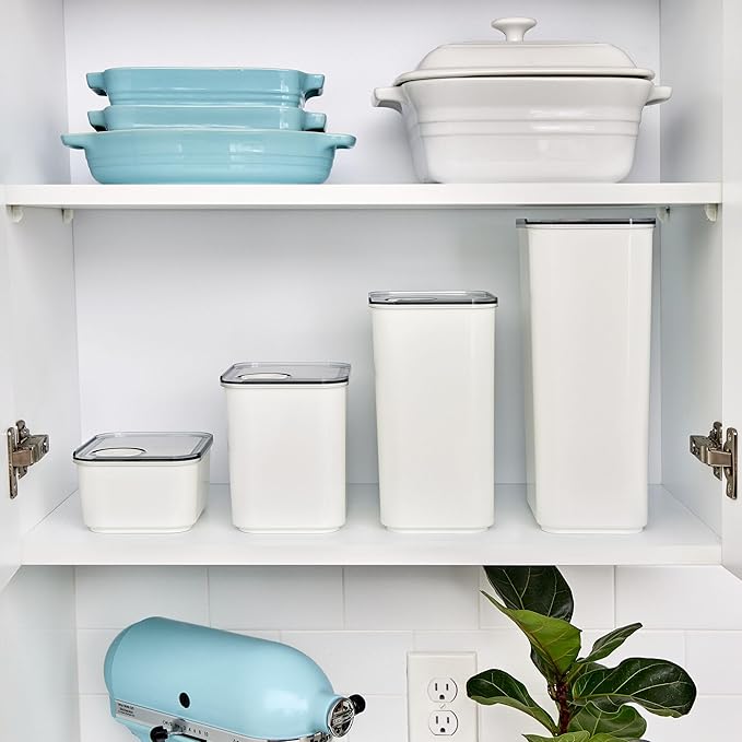 iDesign Recycled Plastic Small Dry Goods Kitchen Canister with Airtight Lid – 6.34" L x 4.79” W x 2.97” H, White