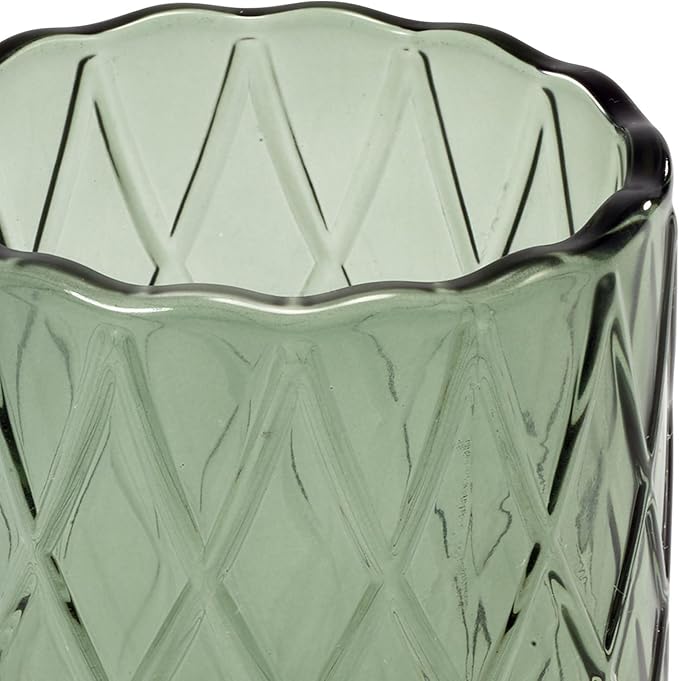 Nicole Miller – Tumbler, Embossed Glass with Scalloped Edge, Trellis Home Decor – Perfect for Holding Toothbrushes and Bathroom Essentials (Bijou Green)