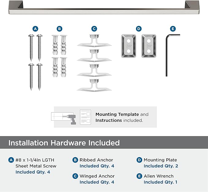 Amerock BH36004G10 | Brushed Nickel Towel Bar | 24 in (610 mm) Towel Rack | Blackrock | Bathroom Towel Holder | Bathroom Hardware | Bath Accessories