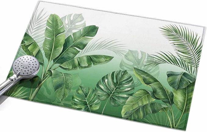 Area Rug 2x3ft, Botanical Rainforest Plants Washable Rugs for Living Room Bedroom, Watercolor Tropical Banana Leaves Soft Non-Slip Area Rugs Rectangle Floor Carpet for Dining Room