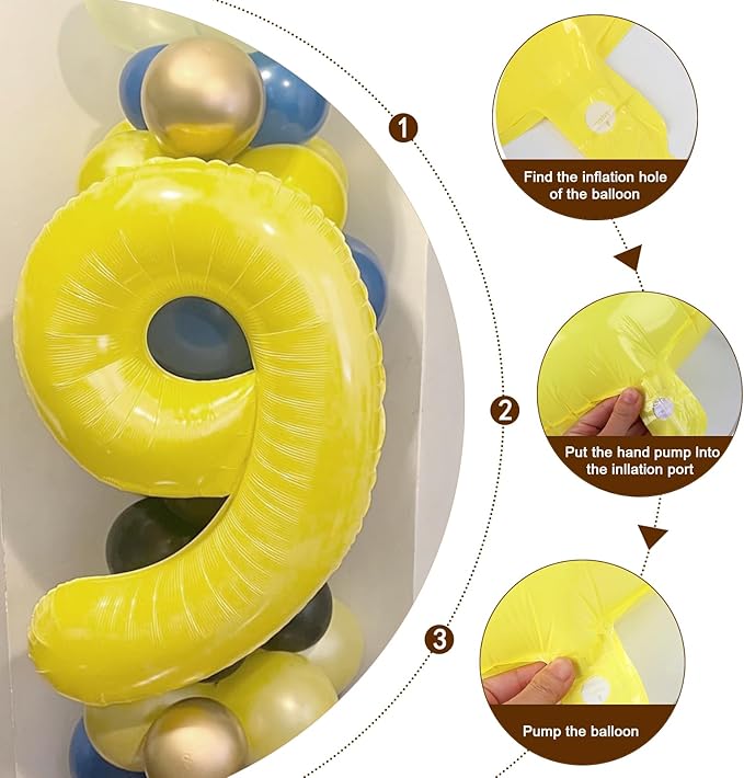 Number Balloons, Happy Birthday Decoration for 9th, Yellow Balloon Numbers 40 Inch for 9, 19, 29 Girls Boys Women Men Game Competition Party Decorations