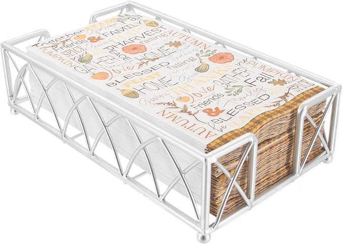 Boston International Paper Napkin Holder Caddy Dispenser for Kitchen Dining Buffet & Bar Countertops, 9" x 5.25" (Fits Guest Towel Size), Silver Arch