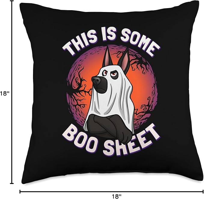 Boo Sheet Halloween Black German Shepherd Throw Pillow, 18x18, Multicolor