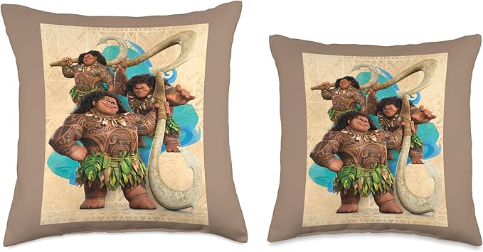 Disney Moana 2 Maui with Fish Hook Heroic Pose Trio Throw Pillow