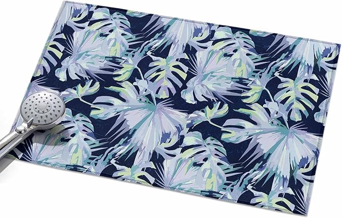 Area Rug 2x3ft, Watercolor Blue Teal Palm Leaves Washable Rugs for Living Room Bedroom, Abstract Botanical Soft Non-Slip Area Rugs Rectangle Floor Carpet for Dining Room