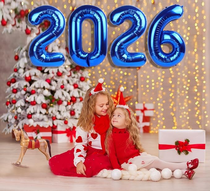 2026 Number Balloon 40 Inch, Dark Blue Eve Party Decorations 2026 Balloon for Happy New Years, Number Balloons for 20 26 Girls Boys Babies, Wedding Bridal Shower Anniversaries Party