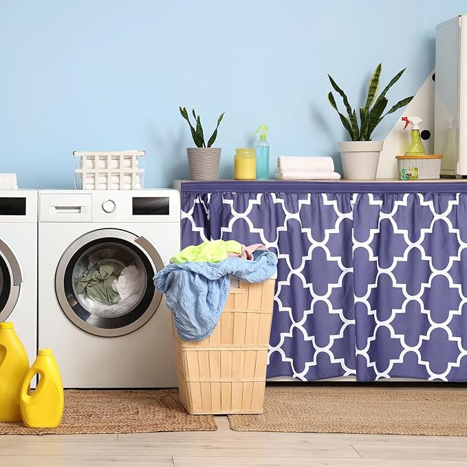Breling Moroccan Tiles Print Cabinet Curtains for Kitchen 28" W x 51" L, Sink Skirt Privacy Cabinet Curtain Dust Proof for Bathroom Closet Storage Laundry Room Classroom Home