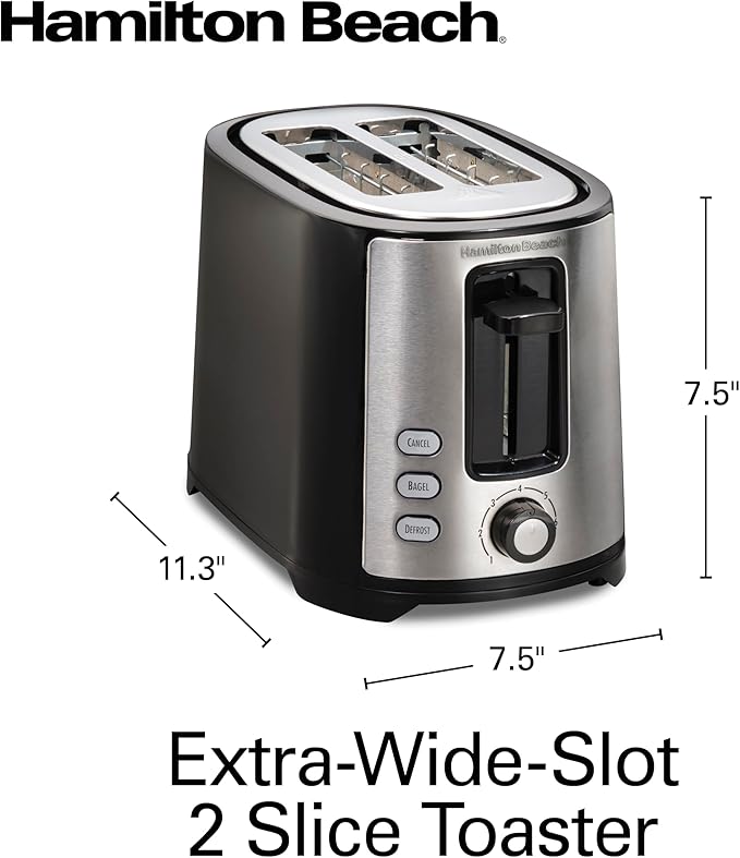 Hamilton Beach 2 Slice Extra Wide Slot Toaster with Bagel & Defrost Settings