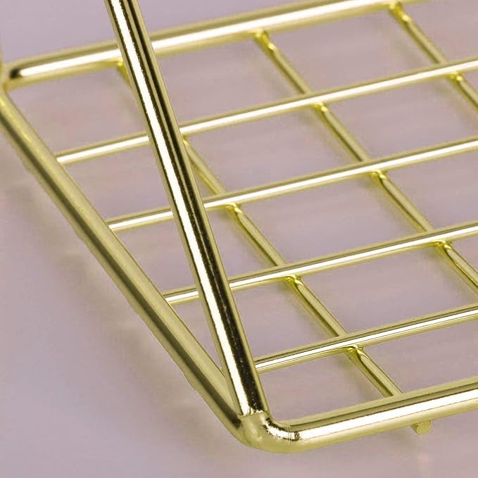 Straight Flat Display Shelf for Wall Grid Panel, Wire Hanging Organizer Rack Bin Storage Mountable, 11.8" Width x 4.3" Depth, Gold