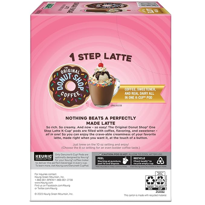 The Original Donut Shop Sundae Fundae One-Step Latte, Keurig Single Serve K-Cup Pods, 20 Count