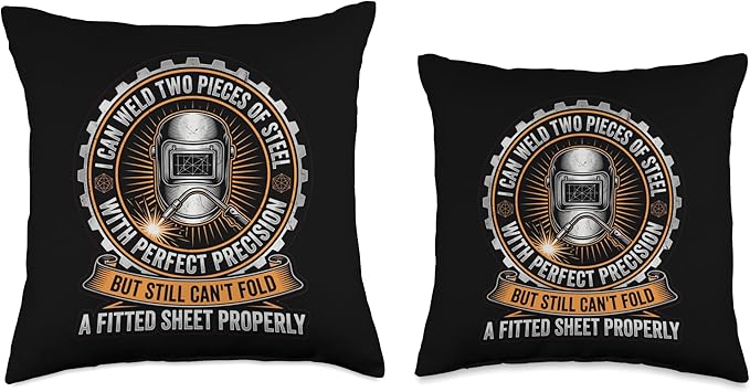 Funny Welder Humor Cant Fold Fitted Sheet Joke Retro Throw Pillow
