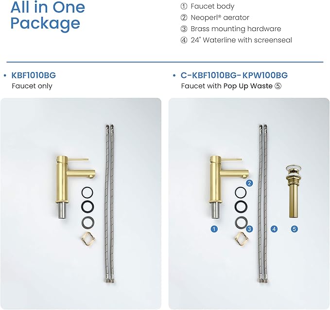 KIBI KBF1010 Solid Brass Single Handle Single Hole Circular X Faucet for Bathroom Sink | High Arc Faucet Spout | Brushed Gold | Corrosion and Rust Resistant