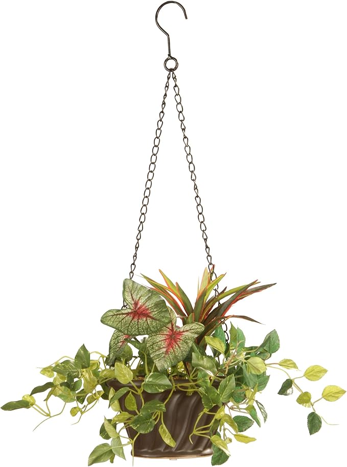 National Tree Company Artificial Hanging Basket Includes Linked Chain and Hook Assorted Greens-10 Inch, 10 Inch