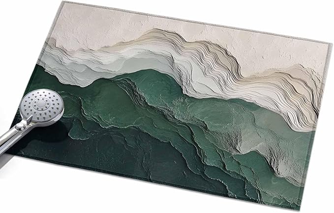 Area Rug 2x3ft, Rustic Green Gray White Mountain Range Washable Rugs for Living Room Bedroom, Abstract Art Soft Non-Slip Area Rugs Rectangle Floor Carpet for Dining Room