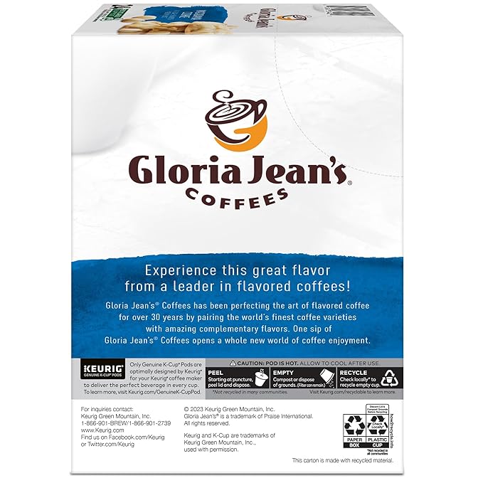 Gloria Jean's Macadamia Cookie Keurig Single-Serve K-Cup Pods, Medium Roast Coffee, 96 Count