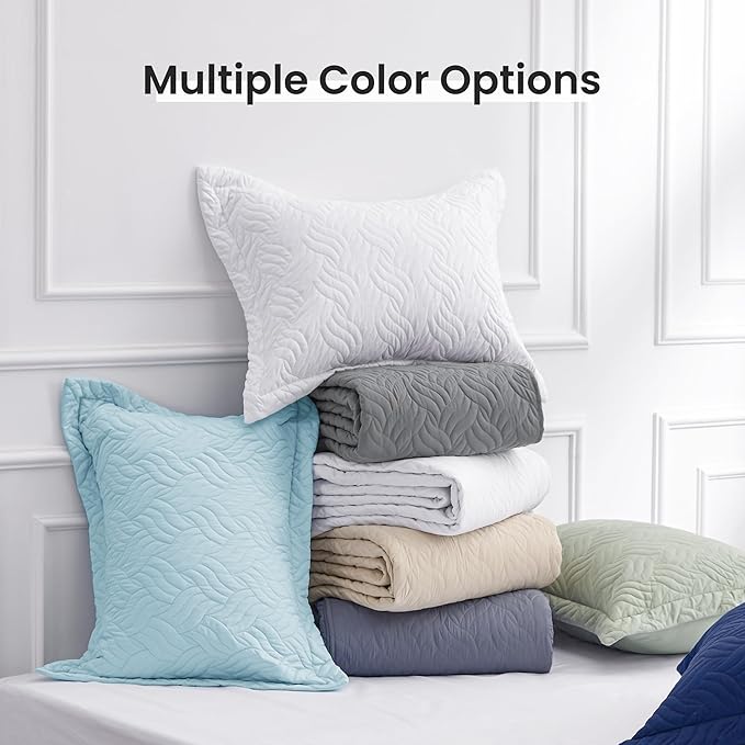 Love's cabin Twin Quilt Set Light Blue Bedspreads - Soft Bed Summer Lightweight Bedspread Comforter - Modern Style Wave Pattern Coverlet for All Season - 2 Pieces (1 Quilt, 1 Pillow Sham)