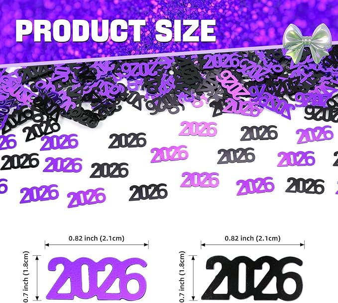 Black and Purple 2026 Confetti Graduation Table Centerpiece Grad Confetti for 2026 Graduation Party Decorations Supplies