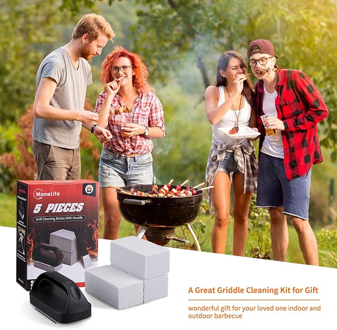 5 PCS Grill Cleaning Kit Tool for Blackstone Accessories,Grill Stone Cleaning Bricks Brush,Griddle Scraper,Pumice Flat Top Griddle Cleaning Stone for Removing Stains