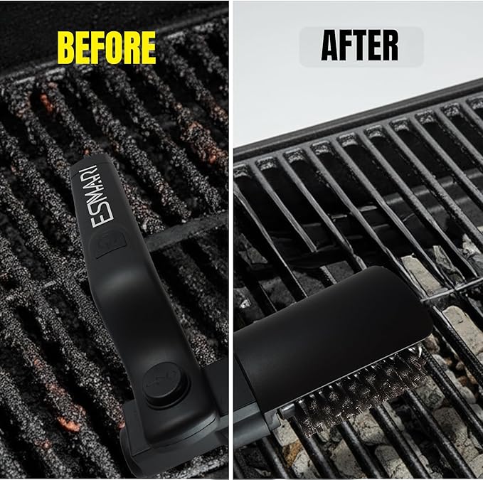 Electric Grill Brush, 90 Minute Runtime, 3-Speed Motor, No-Shedding Stainless Steel Bristles, 2026 Upgraded Grill Cleaner with Grinding Wheel, Design by a US Brand, Premium Gift for Men & Dad