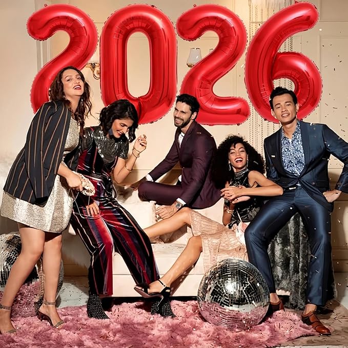 Red 2026 Balloons, 40 Inch 2026 Number Balloon Foil New Year Balloon Numbers for New Years Eve Party Graduation Party Decoration