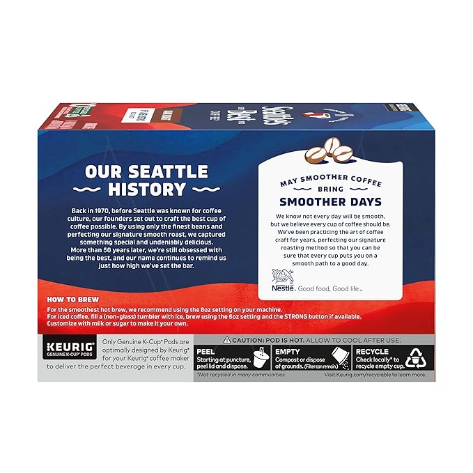 Seattle’s Best Coffee, Dark Roast K-Cup Coffee Pods, 6th Ave Bistro, 100% Arabica, 6 Boxes (60 Pods Total)