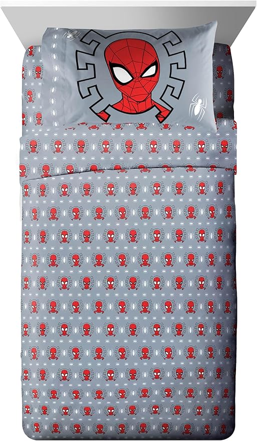 Jay Franco Marvel Spiderman Webbed Wonder 5 Piece Twin Bed Set - Includes Comforter & Sheet Set - Bedding Features Spiderman - Super Soft Fade Resistant Polyester - (Official Marvel Product)