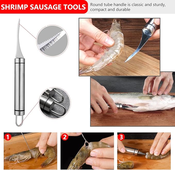 Seafood Tools Set Includes 4 Crab Crackers 6 Seafood Fork 6 Lobster Crackers 1 Seafood Scissors 1 Oyster Knife 1 Shrimp Cleaning Tool-Nutcracker Set(19 Piece )