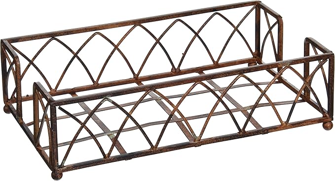 Boston International Arch Design Guest Towel Napkin Holder Caddy, Aged Chestnut
