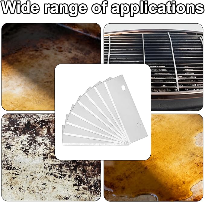 8pcs Grill Scraper Replacement Blades, 15.1x4.4cm/5.94x1.73in Stainless Steel Blades Griddle Cleaning Kit Tool for Griddle & BBQ Grill Scraper
