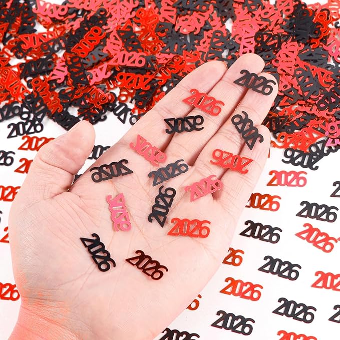 Black and Red 2026 Confetti Graduation Table Centerpiece Grad Confetti for 2026 Graduation Party Decorations Supplies