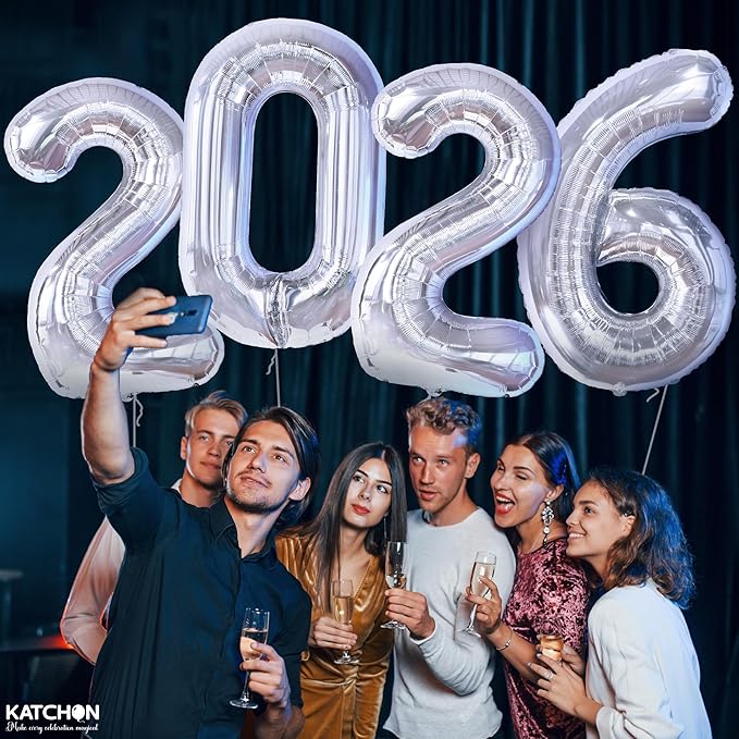 Silver Graduation Decorations 2026 | Giant, 42 Inch, Foil 2026 Graduation Balloons Class of 2026 Decorations | 2026 Balloons Number, Graduation Party Decorations | Prom Decorations 2026, Katchon