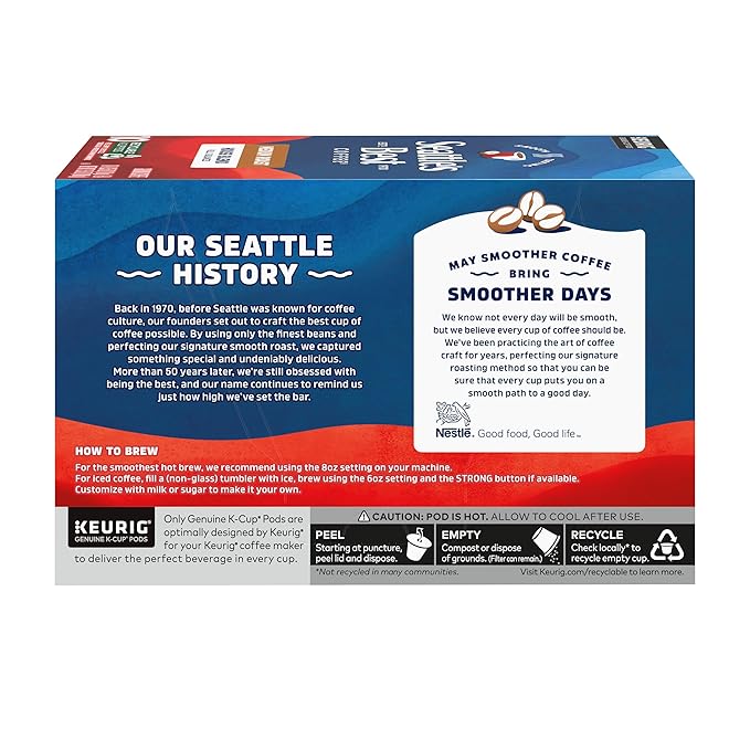 Seattle’s Best Coffee, Medium Roast K-Cup Coffee Pods, House Blend, 100% Arabica, 6 Boxes (60 Pods Total)