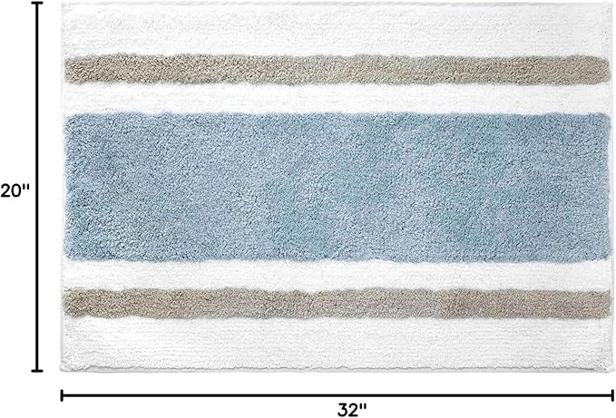 Izod - Bath Mat, Cotton Bath Rug with Non-Skid Latex Backing, Striped Bathroom Decor, Dorm Room Essentials (Clubhouse Blue, 20" x 32")