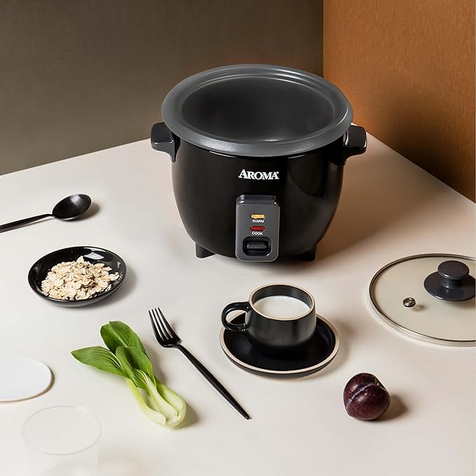 Aroma Housewares 1.5Qt. Rice & Grain Cooker (ARC-363NGB),Black,6-Cup Cooked / 3-Cup Uncooked