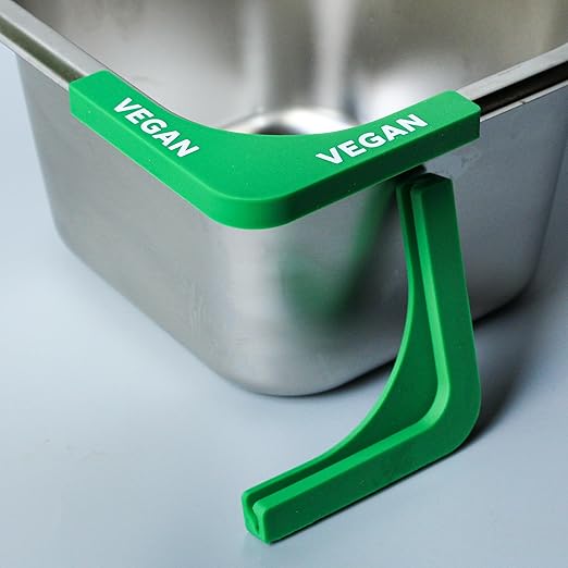 Culinary ID Bands Vegan Pan Label, Silicone Corner Label for Full, 1/2, 1/3, 1/6 Size Pans, Food-Grade, Heat Resistant, Fits Metal and Plastic Pans