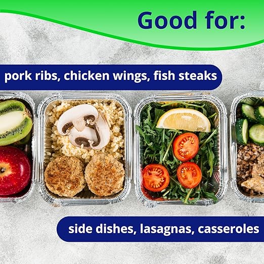 IDL Packaging Full Size Aluminum Steam Table Pans with Lids - Shallow, 21" x 13" x 1.5" (pack of 10) - Disposable Foil Pan for Grilling, Roasting, BBQ, Cooking, Baking, Freezing