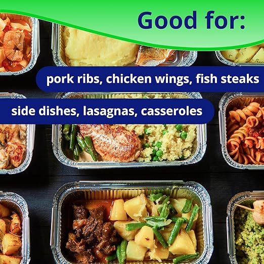 IDL Packaging Half-Size Aluminum Steam Table Pans with Lids - Shallow, 13" x 11" x 1.5" (Pack of 5) - Disposable Foil Pan for Grilling, Roasting, BBQ, Cooking, Baking, Freezing