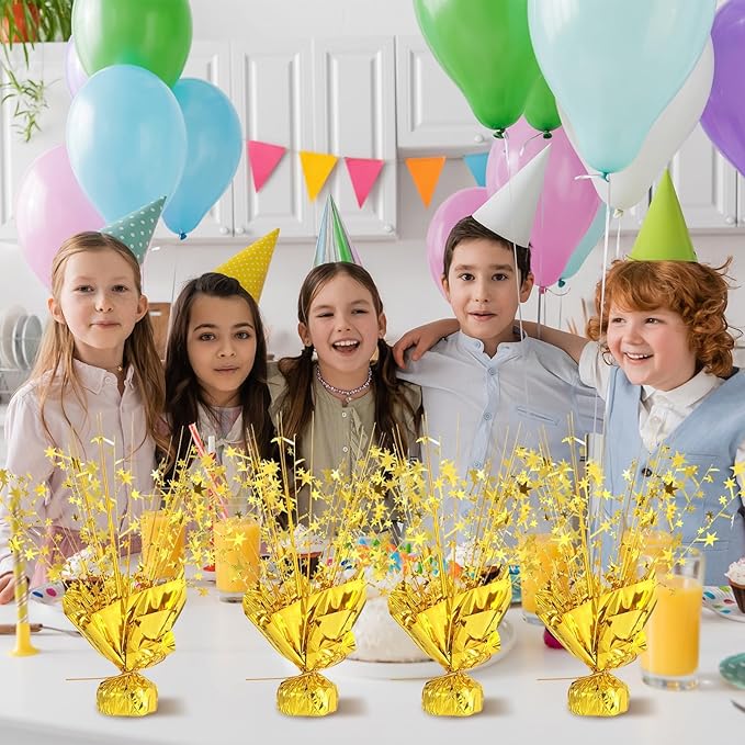 18 Pack 2026 Graduation Table Centerpiece Decoration Metallic Foil Spray Centerpiece Glitter Star Brust Table Topper Decoration for Graduation Birthday New Year Holiday Party Supplies (Gold)