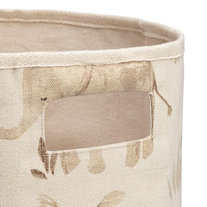 Crane Baby Fabric Round Nursery Storage Basket, Toy Storage, Safari Animal, 13"x12", Toy Basket, Baby Storage Organizer, Toy Organizers and Storage Bins, Baby Organizers and Storage, Toy Bins