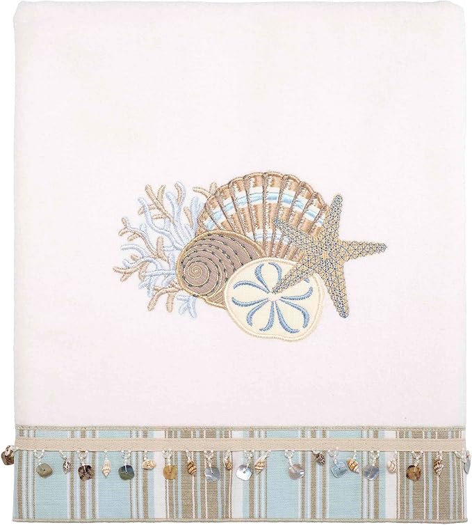 Avanti Linens - 3pc Towel Set, Soft & Absorbent Cotton, Coastal Home Decor (By the Sea Collection, White)