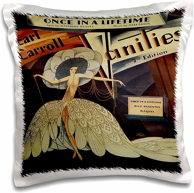 3dRose Once in a Lifetime Art Nouveau Style Song Sheet Cover Pillow Case, 16 x 16